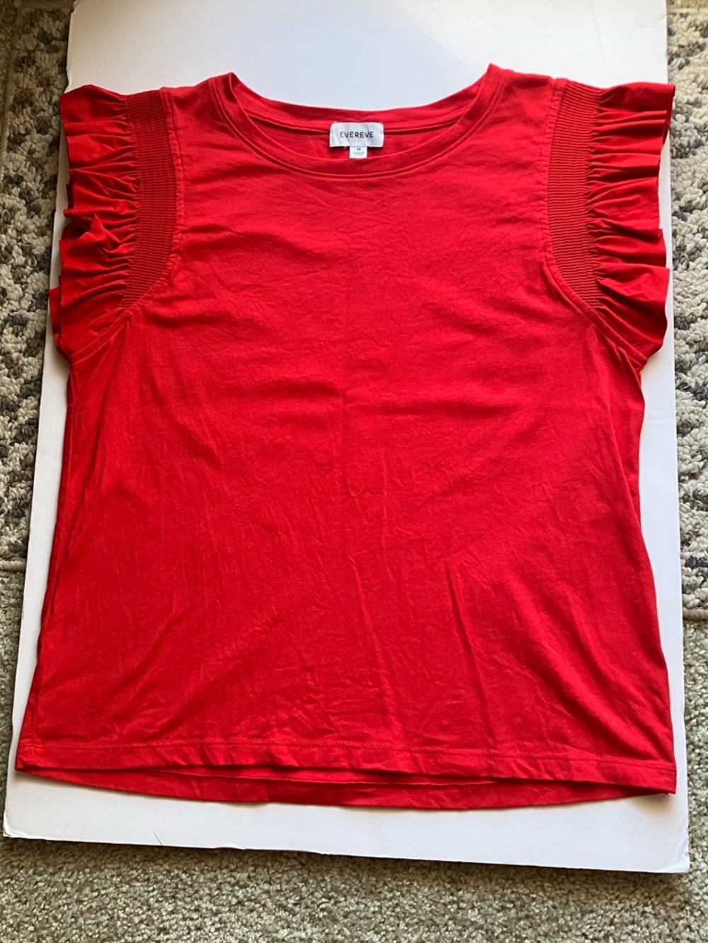Evereve Red Ruffle Sleeve Tee